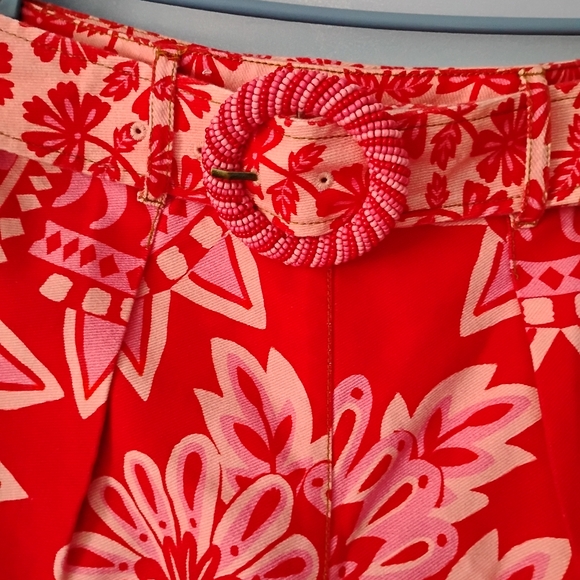 Farm Rio Red Belted Shorts 33 - Picture 6 of 12